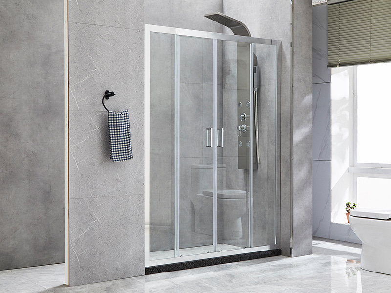 DD-1 Dua Layar Mandi Geser Dua Tetap, Kaca Tempered Bening, Profil Aluminium Krom, Pegangan Lubang Ganda DD-1 Dua Layar Mandi Geser Dua Tetap, Kaca Tempered Bening, Profil Aluminium Krom, Pegangan Lubang Ganda