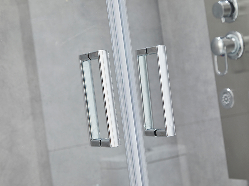 DD-1 Dua Layar Mandi Geser Dua Tetap, Kaca Tempered Bening, Profil Aluminium Krom, Pegangan Lubang Ganda DD-1 Dua Layar Mandi Geser Dua Tetap, Kaca Tempered Bening, Profil Aluminium Krom, Pegangan Lubang Ganda