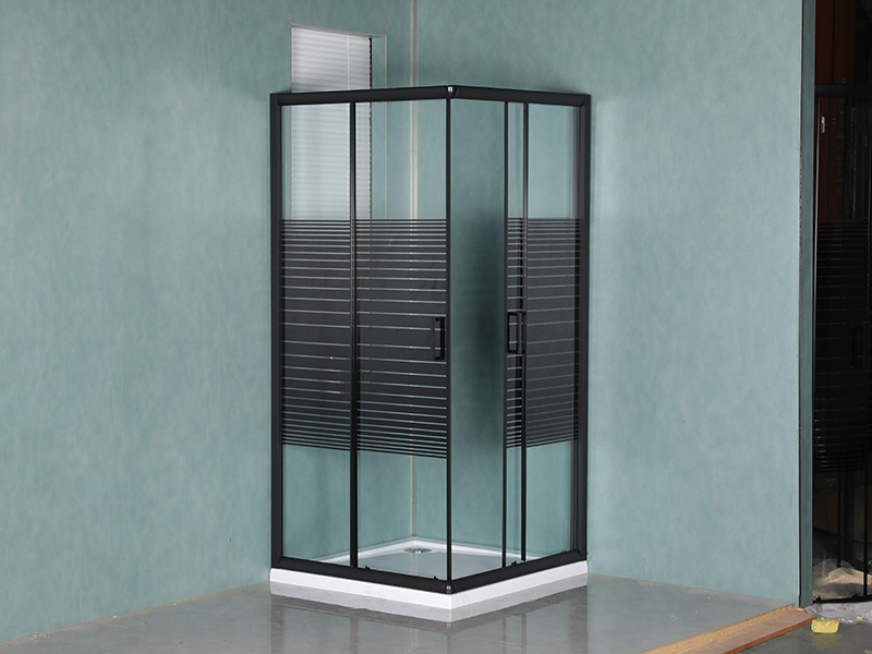 SQ Black Aluminium Profile Square Sliding Shower Enclosure Dengan Pegangan Lubang Ganda SQ Black Aluminium Profile Square Sliding Shower Enclosure Dengan Pegangan Lubang Ganda