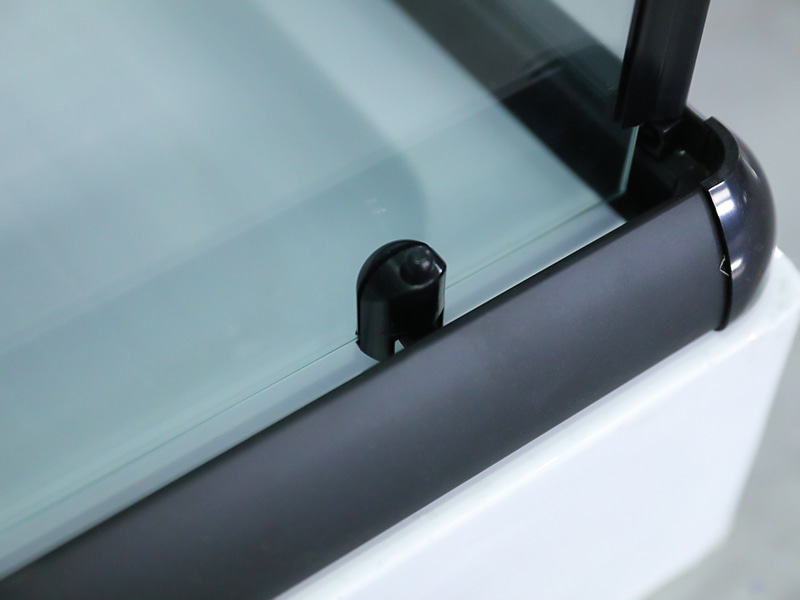 RE Sliding Shower Enclosure, Kaca Tempered Bening Dengan Pencetakan, Profil Aluminium Hitam, Pegangan Lubang Ganda, Dengan Baki RE Sliding Shower Enclosure, Kaca Tempered Bening Dengan Pencetakan, Profil Aluminium Hitam, Pegangan Lubang Ganda, Dengan Baki