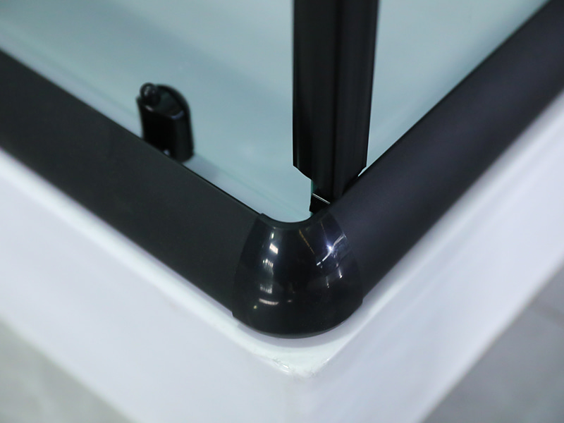 RE Sliding Shower Enclosure, Kaca Tempered Bening Dengan Pencetakan, Profil Aluminium Hitam, Pegangan Lubang Ganda, Dengan Baki RE Sliding Shower Enclosure, Kaca Tempered Bening Dengan Pencetakan, Profil Aluminium Hitam, Pegangan Lubang Ganda, Dengan Baki