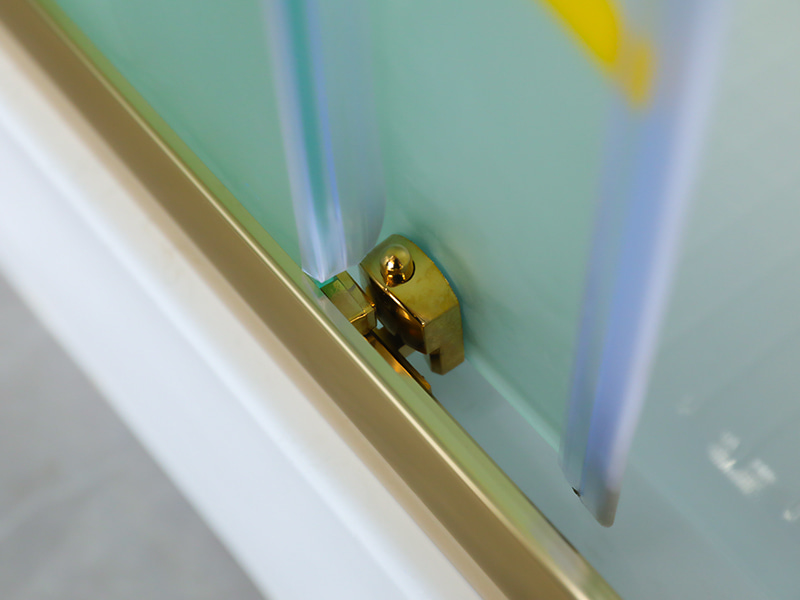 RE Sliding Shower Enclosusre, Kaca Tempered Matt Dengan Pencetakan, Profil Aluminium Emas, Pegangan Lubang Ganda, Dengan Baki RE Sliding Shower Enclosusre, Kaca Tempered Matt Dengan Pencetakan, Profil Aluminium Emas, Pegangan Lubang Ganda, Dengan Baki