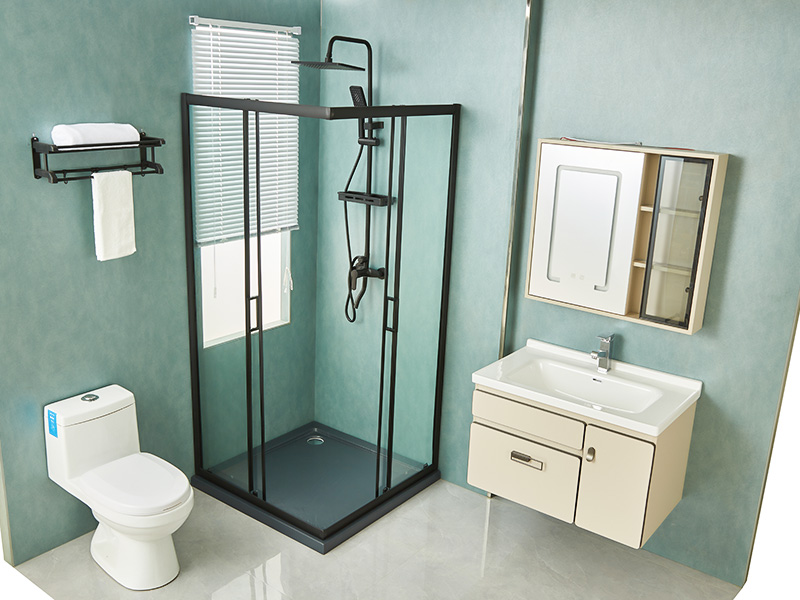 Penutup Pancuran Geser SQ, Kaca Tempered Bening, Profil Aluminium Hitam, Pegangan Lubang Ganda, Dengan Baki Penutup Pancuran Geser SQ, Kaca Tempered Bening, Profil Aluminium Hitam, Pegangan Lubang Ganda, Dengan Baki