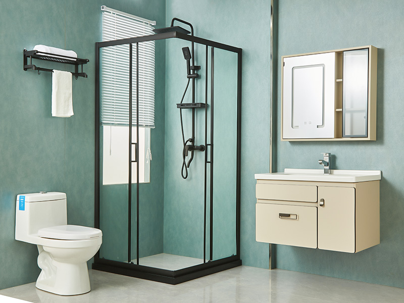 Penutup Pancuran Geser SQ, Kaca Tempered Bening, Profil Aluminium Hitam, Pegangan Lubang Ganda, Dengan Baki Penutup Pancuran Geser SQ, Kaca Tempered Bening, Profil Aluminium Hitam, Pegangan Lubang Ganda, Dengan Baki