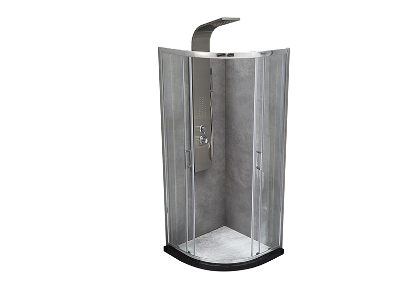 Penutup Pancuran Geser SE, Kaca Tempered Bening, Profil Aluminium Krom, Pegangan Lubang Ganda, Tanpa Baki Penutup Pancuran Geser SE, Kaca Tempered Bening, Profil Aluminium Krom, Pegangan Lubang Ganda, Tanpa Baki