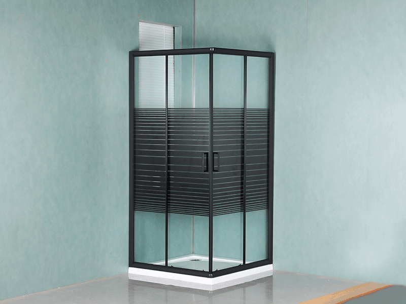SQ Black Aluminium Profile Square Sliding Shower Enclosure Dengan Pegangan Lubang Ganda