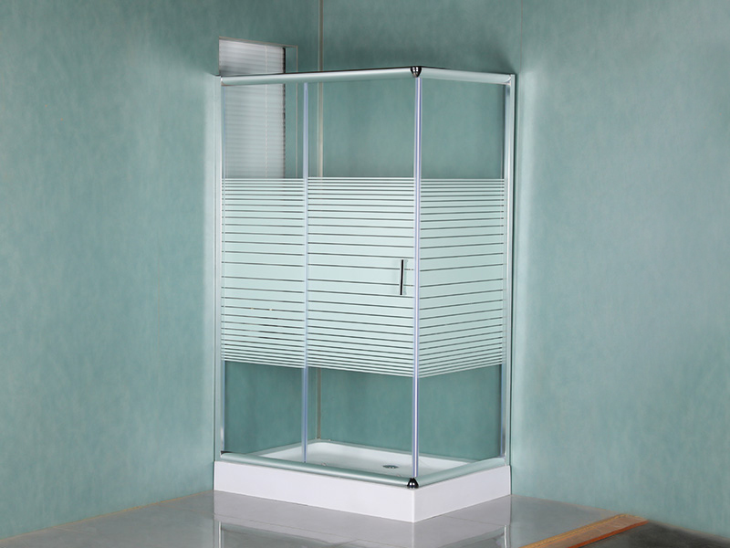 RE Chrome Aluminium Frame Tempered Glass Square Sliding Shower Enclosure Dengan Baki