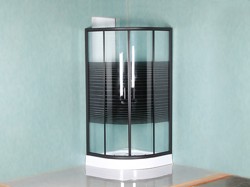 SE Black Aluminium Frame Sliding Tempered Glass Shower Enclosure